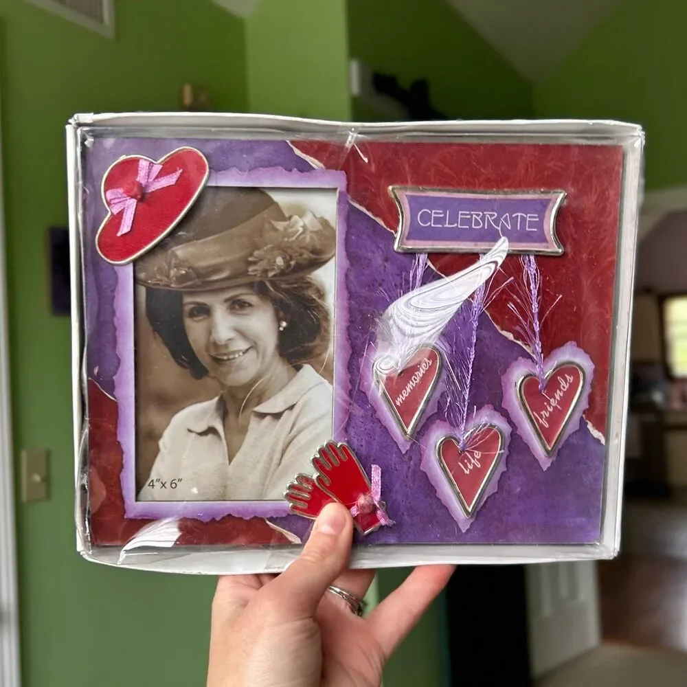 VTG Purple + Crimson Red Unique Retro Fashion Victorian Style Picture Frame
